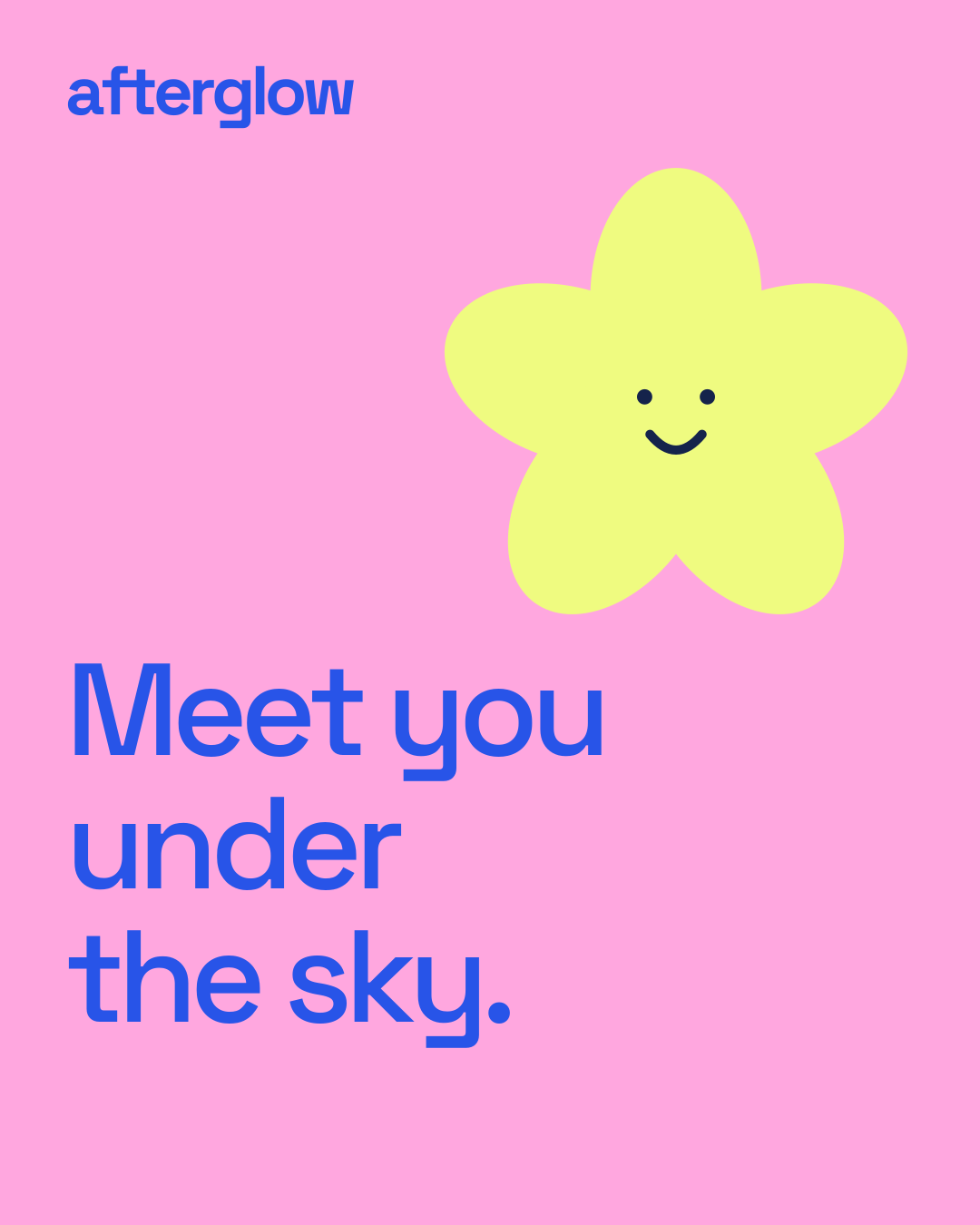 Pink post with a smiling lime flower and the phrase Meet you under the sky