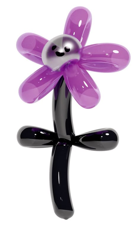 Inflated purple flower with a smiling chrome centre
